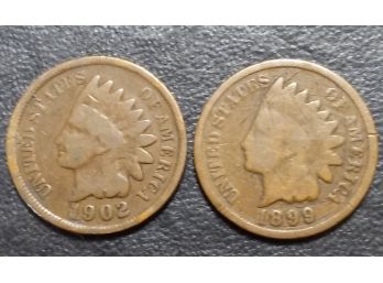 1899 AND 1902 INDIAN HEAD CENTS