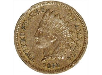 1860 INDIAN HEAD CENT NGC AU-55 SHARPLY STRUCT 161 YEAR OLD COIN. $159.00 TO $215.00 ON EBAY