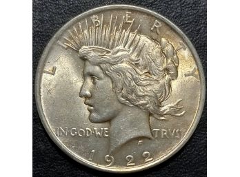 BRILLIANT UNCIRCULATED 1922 PEACE SILVER DOLLAR MS-62 TO MS-63 QUALITY