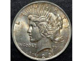 BRILLIANT UNCIRCULATED 1923 PEACE SILVER DOLLAR MS-62 TO MS-63 QUALITY