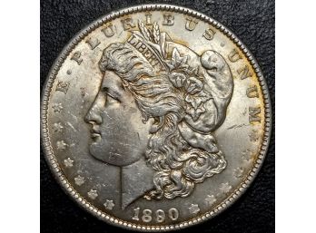 1890 P MORGAN SILVER DOLLAR CHOICE BU MS-63 QUALITY LUSTROUS WITH LIGHT TONING $90.00 TO $115.00 ON EBAY