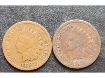 1880,1889 INDIAN HEAD CENTS (LOT OF 2)