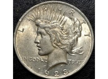 BRILLIANT UNCIRCULATED 1923 PEACE SILVER DOLLAR MS-63 QUALITY