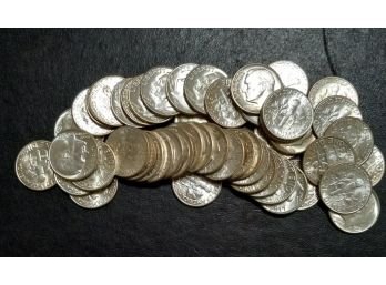 GEM BU ROLL OF MIXED 1956,1957,1958 MINT ROOSEVELT SILVER DIMES (50 SILVER DIMES) $3.95 To $6.95 EACH ON EBAY