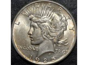BRILLIANT UNCIRCULATED 1925 PEACE SILVER DOLLAR MS-63 QUALITY