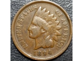 1894 INDIAN HEAD CENT VG TO FINE CONDITION
