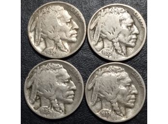 1934-1937 BUFFALO NICKELS FINE TO VF (LOT OF 4)