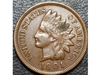 1901 INDIAN HEAD CENT VF TO XF CONDITION
