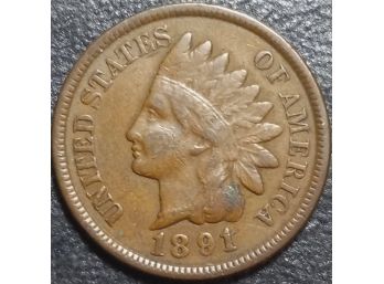 1891 INDIAN HEAD CENT FINE CONDITION