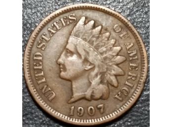 1907 INDIAN HEAD CENT FINE TO VF CONDITION