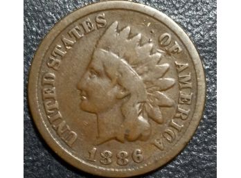 1886 TYPE 1 INDIAN HEAD CENT VG TO FINE CONDITION