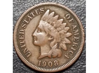 1908 INDIAN HEAD CENT F TO VF CONDITION
