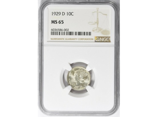 1929-D Mercury Dime PCGS MS-65. Valuable Date