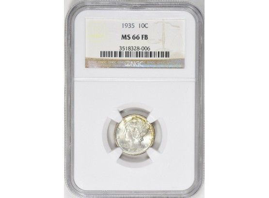 Bright And Lusterous 1935-P Mercury Dime NGC MS-66 FB.