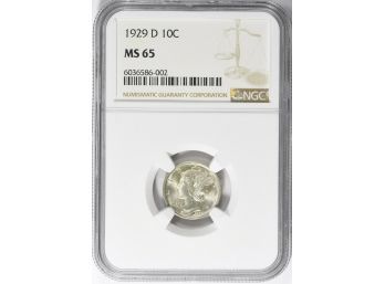 1929-D Mercury Dime PCGS MS-65. Valuable Date
