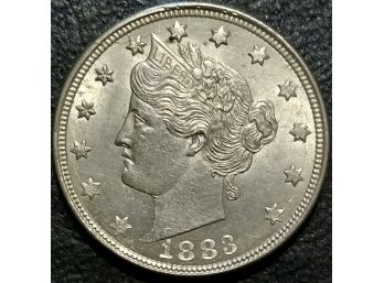 FIST YEAR OF ISSUE 1883 LIBERTY V NICKEL MS-64 QUALITY OVER $100 ON EBAY