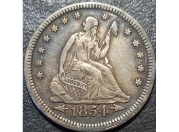 1854 SEATED LIBERTY QUARTER WITH ARROWS XF-45 QUALITY TONED $90.00 TO $115.00 ON EBAY