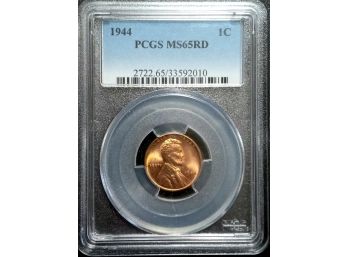 1944-P LINCOLN WHEAT CENT PCGS MS-65 RED SUPERB GEM