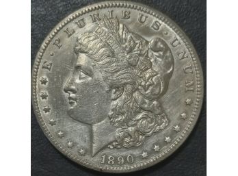 1890-CC MORGAN SILVER DOLLAR BU MS-61 TO MS-62 QUALITY CLEANED. $700 TO $900 WITHOUT CLEANING