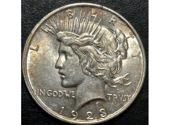 BRILLIANT UNCIRCULATED 1923 PEACE SILVER DOLLAR MS-60 TO MS-62 QUALITY