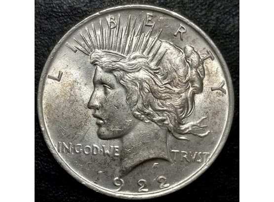 BRILLIANT UNCIRCULATED 1922 PEACE SILVER DOLLAR MS-63 QUALITY