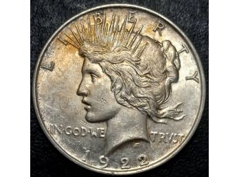 BRILLIANT UNCIRCULATED 1922 PEACE SILVER DOLLAR MS-60 TO MS-62 QUALITY