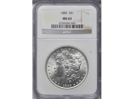 1885-P Morgan Silver Dollar NGC MS-63. SHARP AND LUSTEROUS