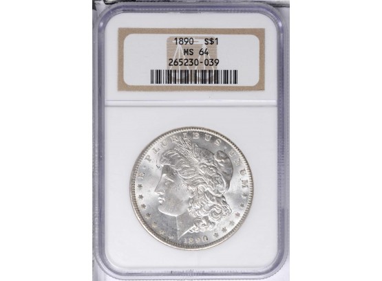 Gem White 1890-P Morgan Silver Dollar NGC MS-64