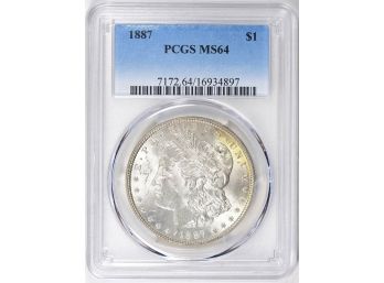 1887-P Morgan Silver Dollar PCGS MS-64. SHARP AND LUSTEROUS