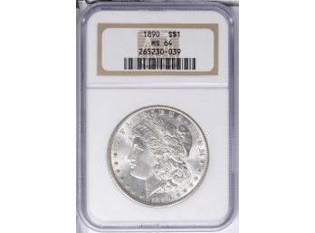 Gem White 1890-P Morgan Silver Dollar NGC MS-64