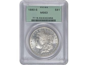 1880-S Morgan Silver Dollar PCGS MS-63  With Proof Like Mirror Surfaces, Superbly Struct Coin.
