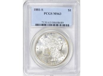 1881-S Morgan Silver Dollar PCGS MS-63. Sharp And Lusterous