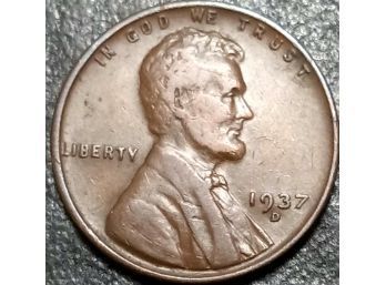 1937-D LINCOLN WHEAT CENT VF-25 QUALITY