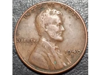 1940-D LINCOLN WHEAT CENT VF-5 QUALITY