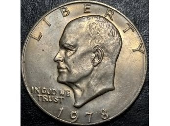 1978 EISENHOWER DOLLAR MS-61 QUALITY LIGHT PINK AND YELLOW TONING WITH GREAT EYE APPEAL