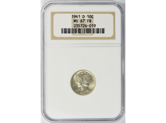 1941-D MERCURY DIME NGC MS-67 FULL BANDS NICELY TONED