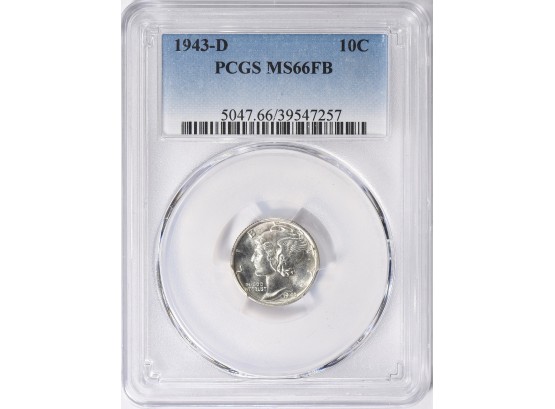 1943-D MERCURY DIME PCGS MS-66 FULL BANDS WITH BRIGHT LUSTER