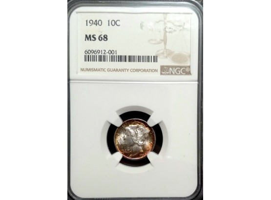 RARE 1940 MERCURY DIME NGC MS-68 HIGHEST GRADED BY NGC WOW