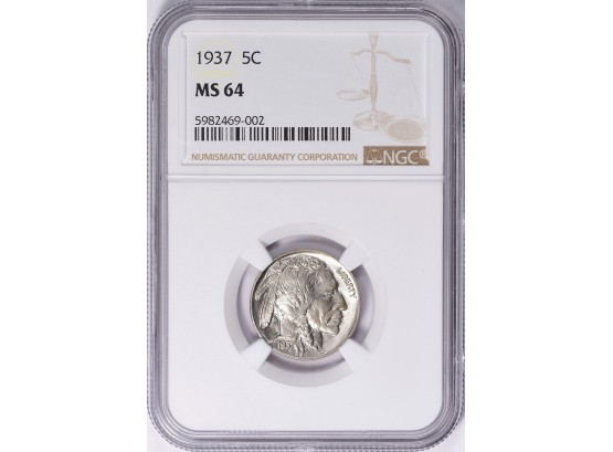 1937 BUFFALO NICKEL NGC MS-64 BRIGHT AND LUSTROUS