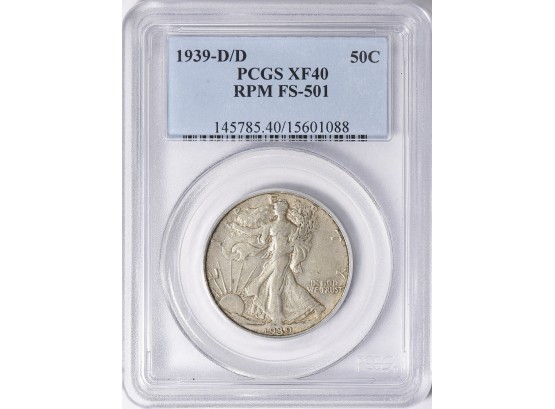 1939-D/D WALKING LIBERTY HALF DOLLAR PCGS XF-40 RPM FS-501. ONLY 1 OTHER CERTIFIED ON EBAY