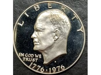 1976-S CLAD EISENHOWER DOLLAR GEM DEEP CAMEO PROOF. TOTAL WEIGHT OF COIN IS 22.70 GRAMS