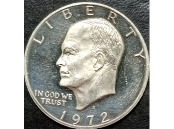 1972-S CLAD EISENHOWER DOLLAR GEM PROOF Hazy HAIR LINES. TOTAL WEIGHT OF COIN IS 22.70 GRAMS