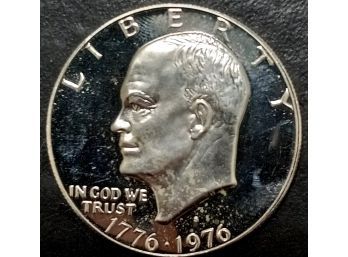 1976-S 40 PERCENT SILVER EISENHOWER DOLLAR GEM PROOF. TOTAL WEIGHT OF CON IS 24.5 GRAMS