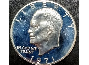 1971-S 40 PERCENT SILVER EISENHOWER DOLLAR GEM PROOF. TOTAL WEIGHT OF CON IS 24.5 GRAMS