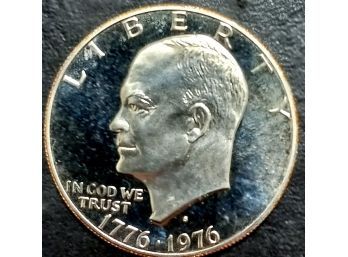 1976-S CLAD EISENHOWER DOLLAR GEM PROOF. TOTAL WEIGHT OF COIN IS 22.70 GRAMS