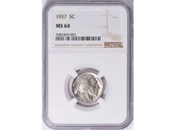 1937 BUFFALO NICKEL NGC MS-64 BRIGHT AND LUSTROUS