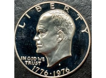 1976-S CLAD EISENHOWER DOLLAR GEM CAMEO PROOF. TOTAL WEIGHT OF COIN IS 22.70 GRAMS