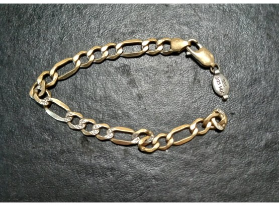 .925 STERLING SILVER 14 KARAT GOLD BRACELET MADE IN ITALY BROKEN. GOOD FOR PARTS OR CAN BE FIXED