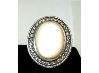 .925 MARKED STERLING SILVER WHITE ONYX RING SIZE 7 READ DESCRIPTION