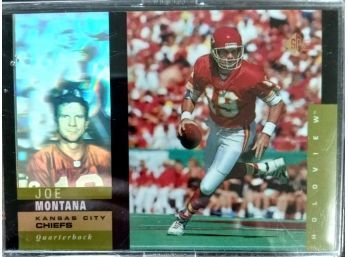 JOE MONTANA 1995 UPPER DECK SP HOLOGRAM FOOTBALL CARD IN MINT CONDITION IN PROTECTIVE SLEEVE